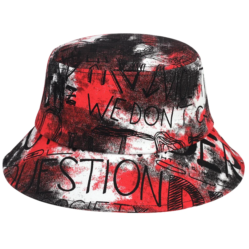 

Fashion personality Tie-dye Graffiti Bucket Hat Women Summer Casual Streetware Sun Hat Big Brim Foldable Beach Fisherman Hats