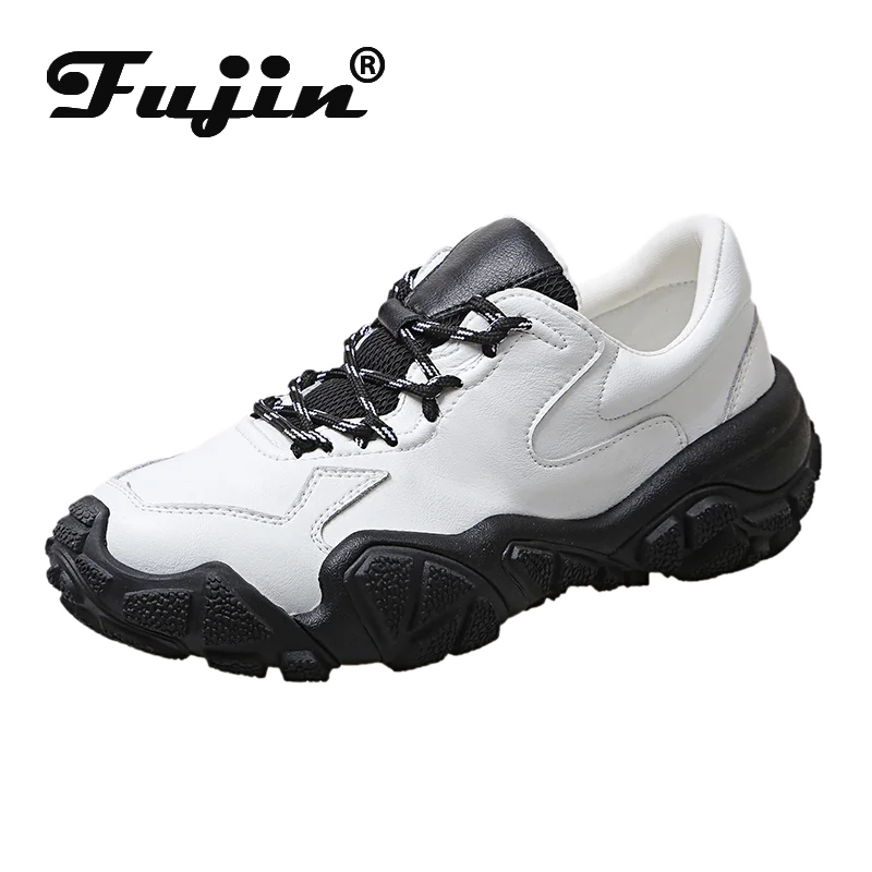 Fujin Women Sneakers Platform Causal Shoes Mixed Colors Muffin Bottom Breathable Fashion Flock Thick | Обувь