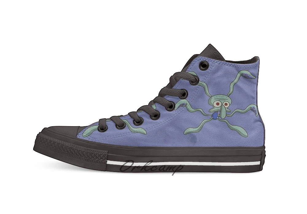 Кеды Сквидвард для танцев Губка Боб на заказ повседневные холщовые кеды с