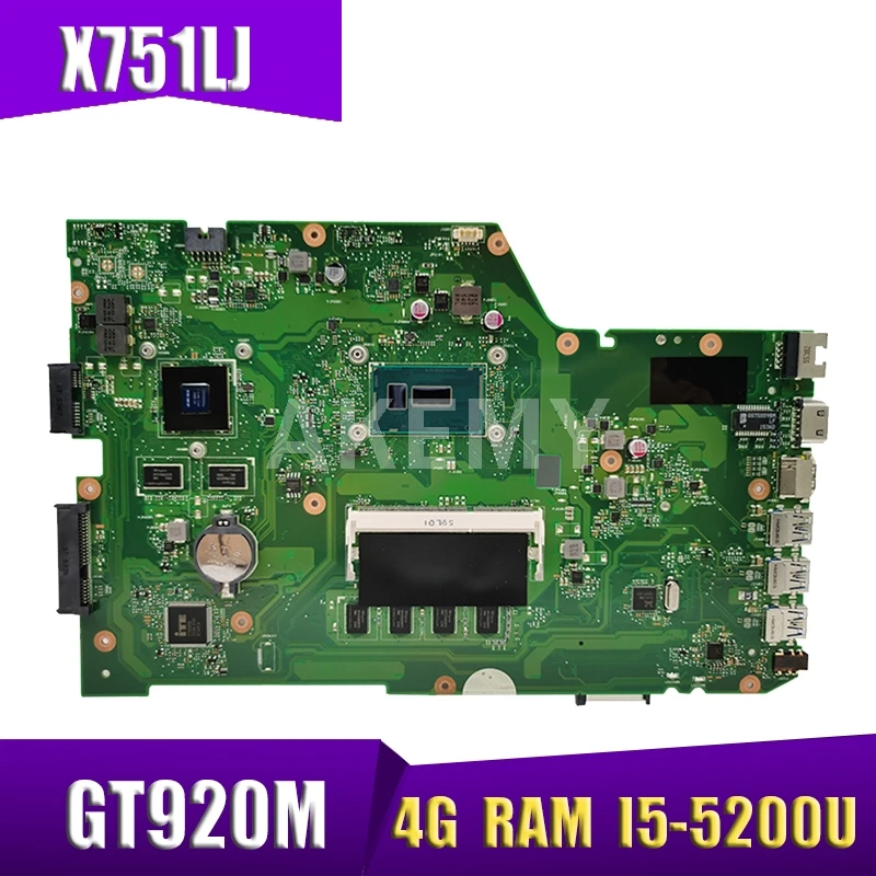 

X751LJ GT920M 4G-RAM/ I5-5200U Mainboard REV 2.3 For ASUS X751LX R752LA R752LD X751LN X751LD X751LJ A751L Laptop motherboard