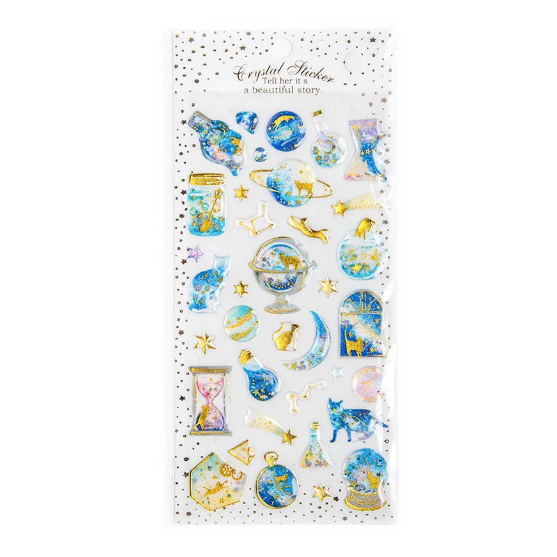 Starry Cat 1 лист, креативные наклейки с кристаллами в форме сердца, алмазные наклейки, декоративные наклейки для скрапбукинга, дневника, альбома, этикетки, бумажный Декор - Цвет: Starry Cat