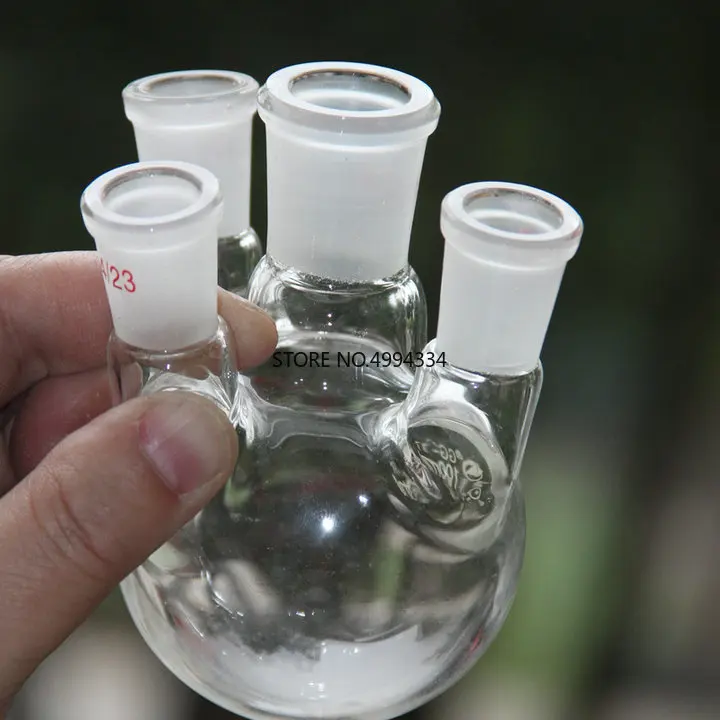 

250ml Round Bottom 4-neck glass flask with STRAIGHT NECKS, Four Necks Flask boling bottle with selectable Caliber