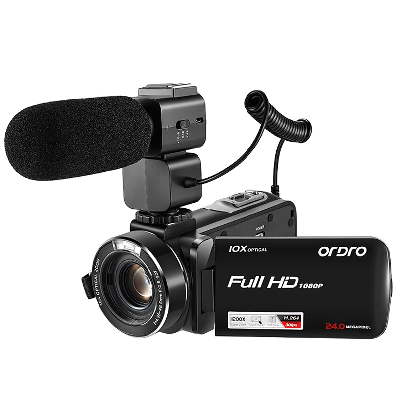 Видеокамера Full HD 1080P Ordro Z82 10X оптическая видеокамера с внешним микрофоном широкоугольный объектив