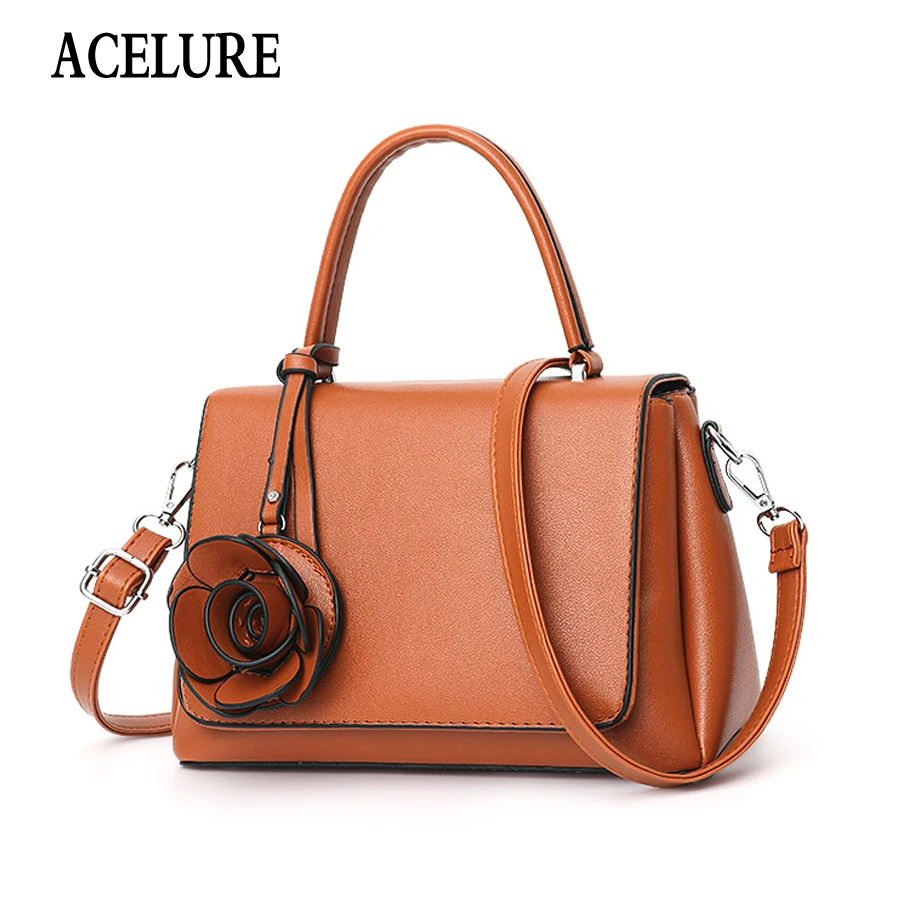

ACELURE Women Bag New Handbag High Quality PU Leather Sweet Girl Square Bag Flower Shoulder Messenger Bag Lady Handbag Bolsos