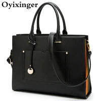 oyixinger womens laptop briefcase 2022 new leather laptop bags for 13 macbook hp lenovo large capacity shoulder bag ladies