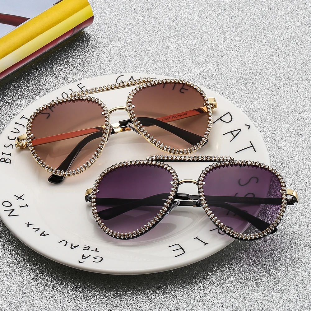 Роскошные прозрачные стразы Солнцезащитные очки женские модные декоративные