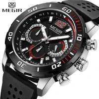 megir new fashion mens watches top brand luxury quartz watch men sports chronograph waterproof wrist watch relogio masculino