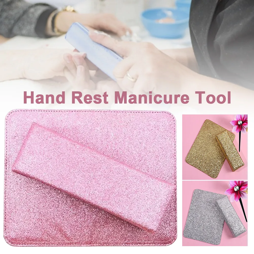 

Pillow Accessory Sequins Shinning Hand Holder Cushion Rest Sponge With Mat Stand Comfortable Manicure Table Tool Nail Art