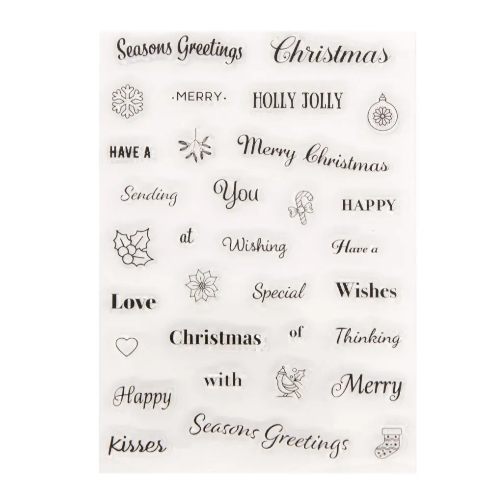 

Seasons Greetings Christmas Clear Stamps DIY Scrapbooking Craft Supplies Silicon Seal Card Photo Album Flower Ink Pad Stamping