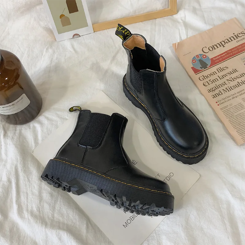 

Martin Boots Women British Style 2020 New Trend Autumn Retro Wild Thick-soled Increased Outdoor Chelsea Motorcycle Female Shoes