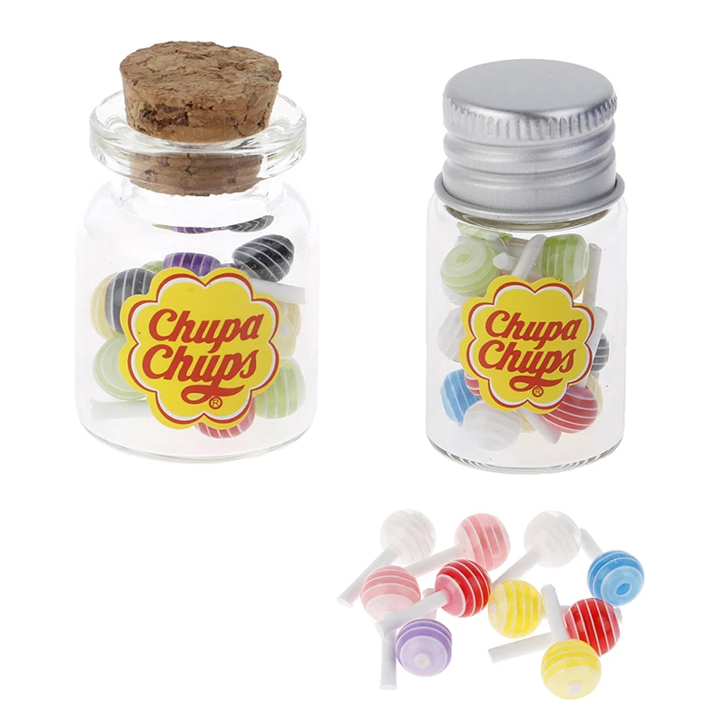 

1/12 Miniature Food Dessert Sugar Mini Lollipops With Case Holder Candy For Doll House Kitchen Furniture Toys Accessories New