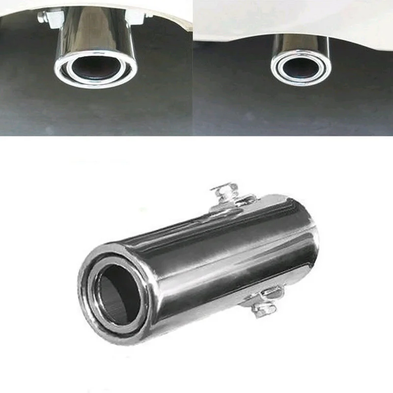 

Stainless Steel Round Car Rear Exhaust Pipe Tail Throat Muffler Tip Silver Replacement Muffler Tip Universal Car Accessories