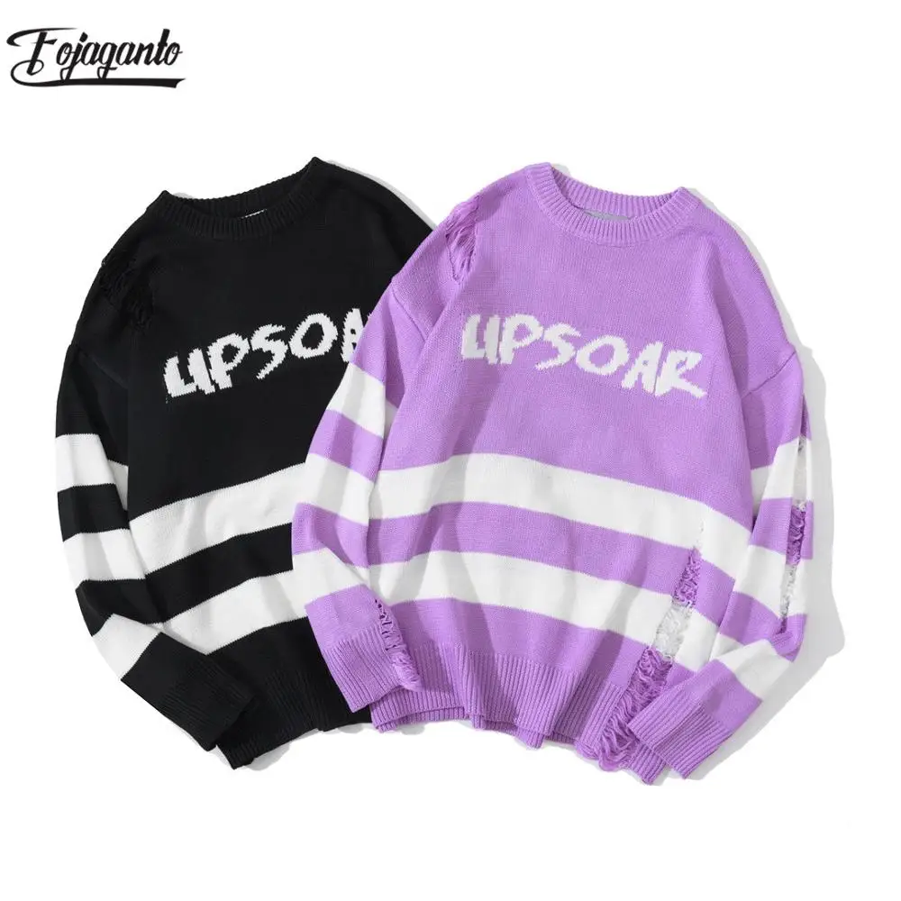 

FOJAGANTO Осенние новые мужские модные свитера Брендовые мужские полосатые Повседневные пуловеры с буквенным принтом тонкий свитер с круглым в...