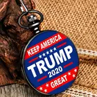 Модные мужские кварцевые наручные часы с ремешком из прочного сплава, карманные часы с изображением Трампа 2020, Подвесные часы