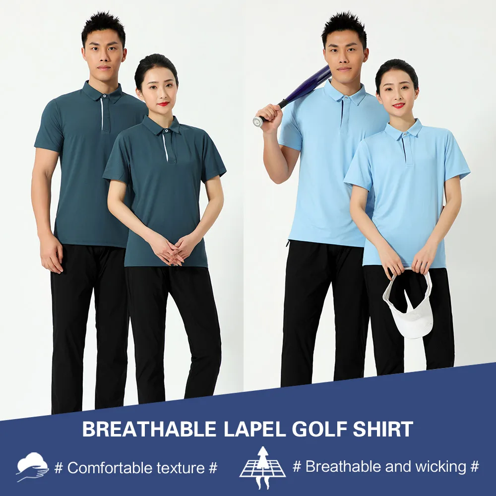 Summer Quick-Dry Golf Wear Casual Short-Sleeve Light Men's Golf Team Wear Fitness Shirt Lapel T-Shirt Golf Wear Running Shirt