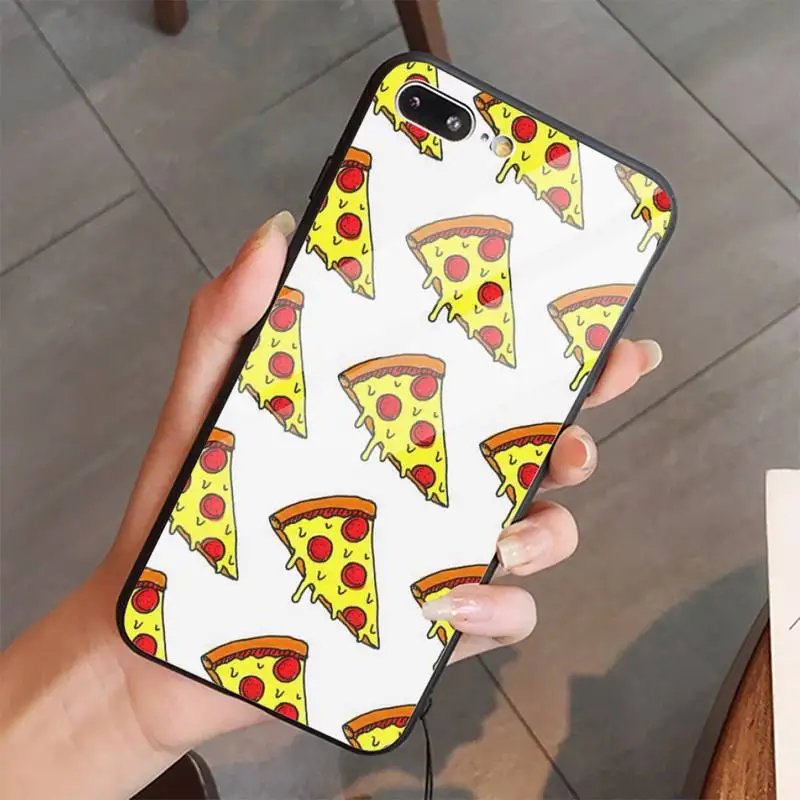 

Pizza funny cute delicious food Phone Case Tempered glass For iphone 5C 6 6S 7 8 plus X XS XR 11 PRO MAX