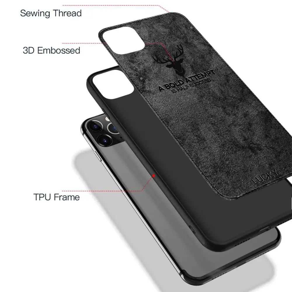 Автомобильный Магнитный тканевый чехол для iPhone 11 Pro Max X XS XR 8 с рисунком оленя