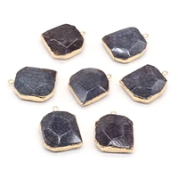 natural stone agates pendants gold plated black scale agates charms for fashion jewelry making diy women necklace gifts
