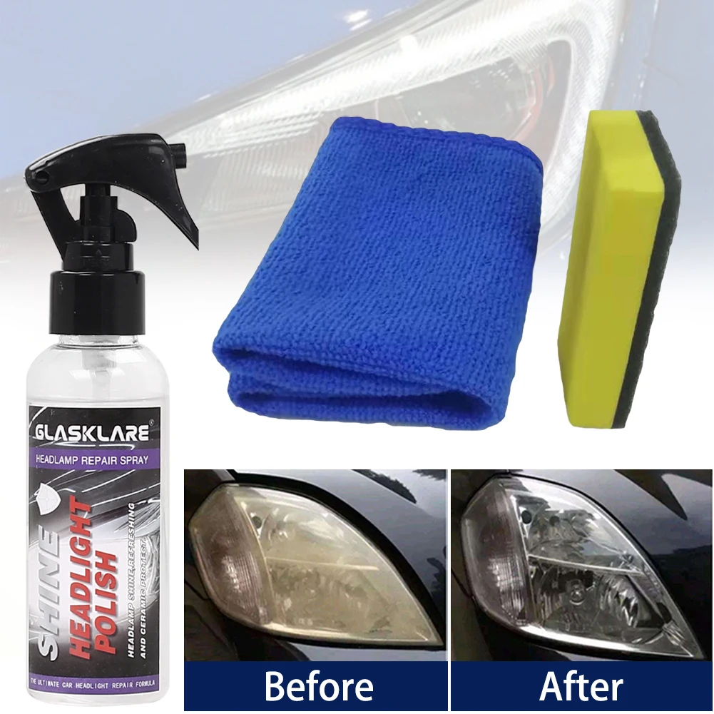 

100ML Car Headlight Restoration Kit Car Care Maintenance Clean Retreading Agent Car Headlight Repair Fluid Repair Kit Accessory