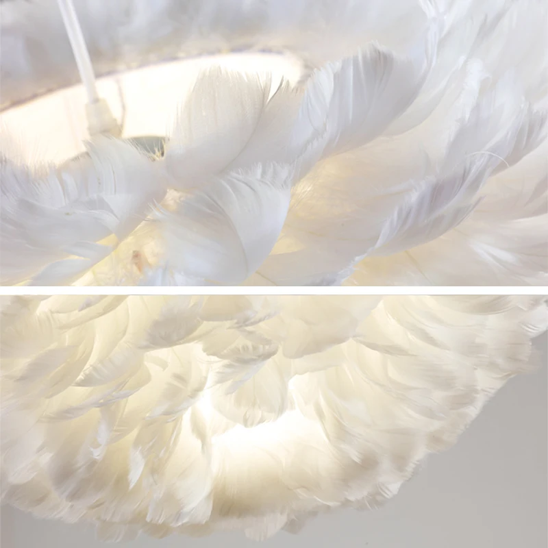 

Modern Pendant Lights Feather Lamp Bedroom Hanging Lamp Goose Feather Hanglamp Loft Nordic Pendant Lamp Living Room Bedside E27