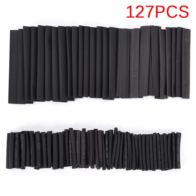 

127Pcs/set 2:1 Assortment Heat Shrink Tubing Tube Car Cable Sleeving Wrap Wire Kit Useful Electric Tubings Multi Style Black