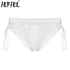 Трусы мужские с заниженной талией, нижнее белье с принтом звезд, панталоны с эластичным поясом, трусы со шнуровкой и оборками, Клубная одежда для вечеринки