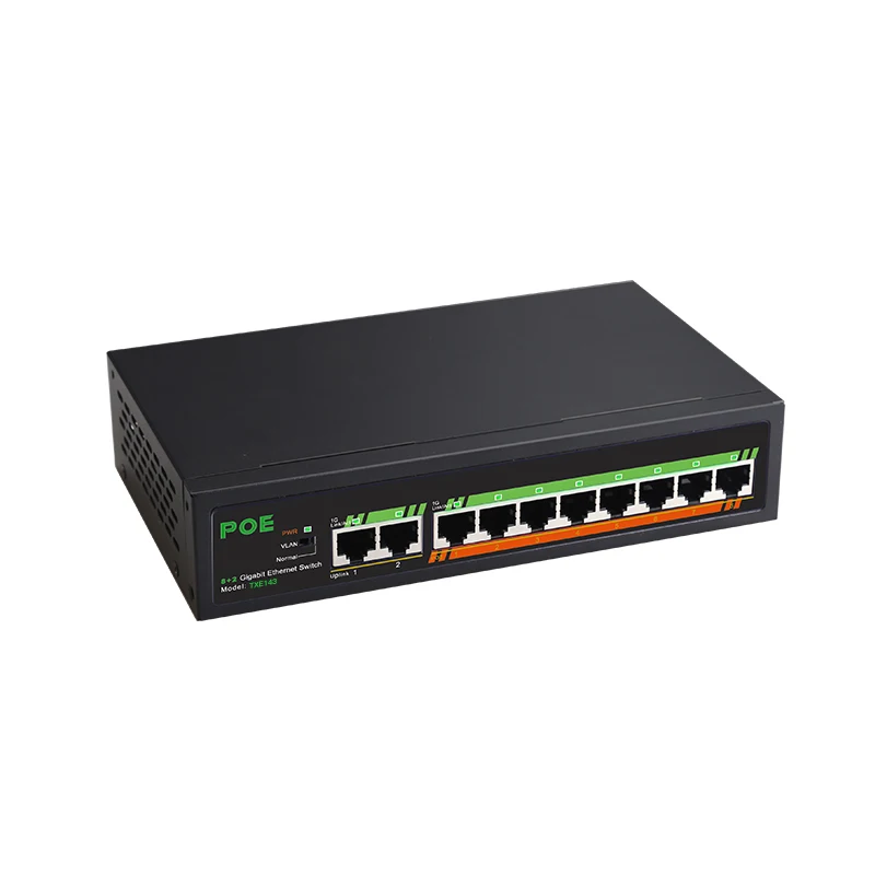 Коммутатор TEROW Gigabit с 10 портами POE 120 Вт 8 портов + 2-Uplinks 1000 м встроенный источник