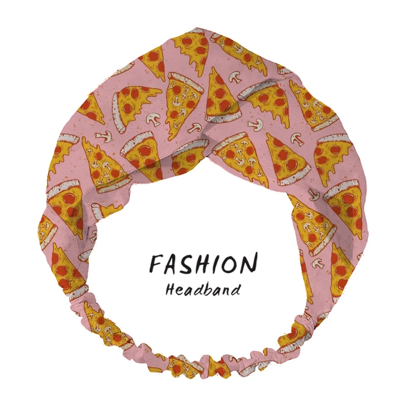

2020 Women Hair Accessories Headband Summer Pizza Night Print Bohemian Turban Bandanas Hairband Scrunchies Hair Bands Headdress