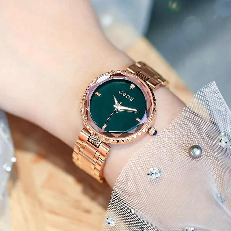 Elegant  Watches for Women Luxury Designer 3D Cutting Mirror Simple Steel Watchband Waterproof Quartz Wristwatch Reloj Mujer
