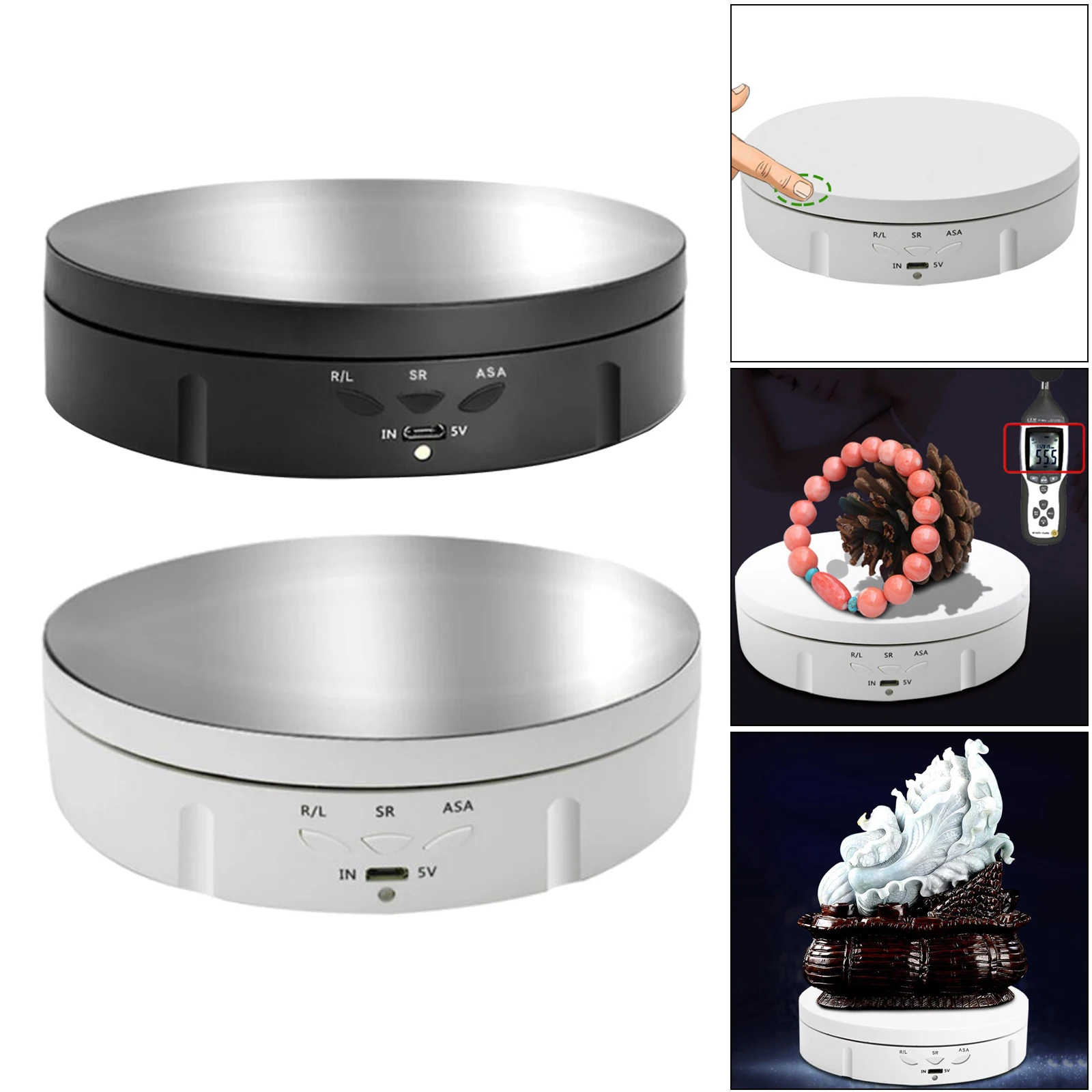 Electric 360 Rotating Display Stand Jewelry Model Toy Watch Spinning Holder Base Rotating Platform Display Stand Turntable Stand
