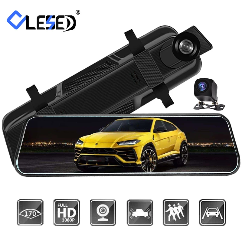 10 дюймов сенсорный Автомобильный видеорегистратор зеркало FHD 1080P видео рекордер