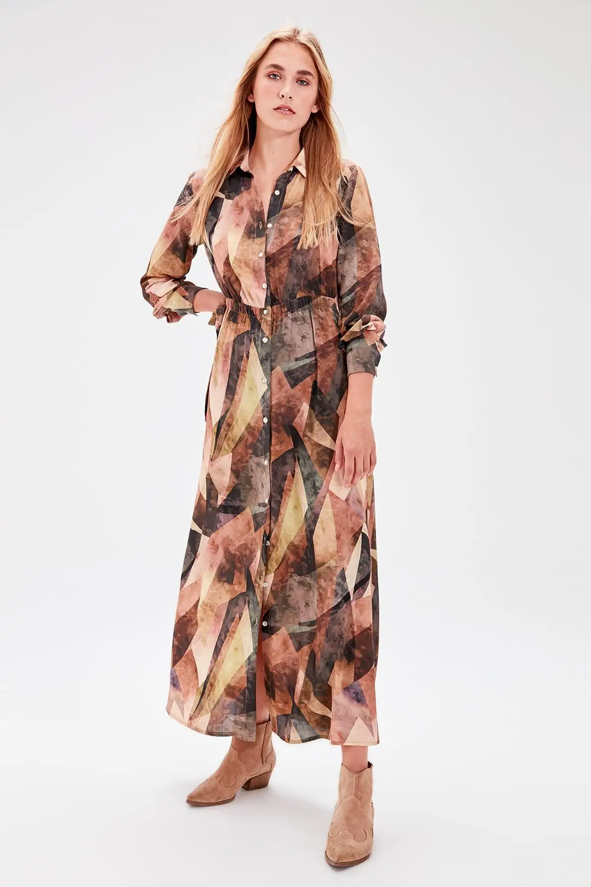 Модное разноцветное платье рубашка TWOAW20EL0482|Женские платья| |