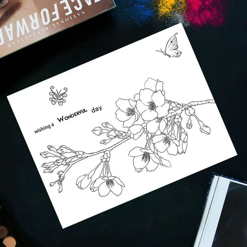 Цветущий цветок силиконовые DIY прозрачные штампы Скрапбукинг для фотоальбома