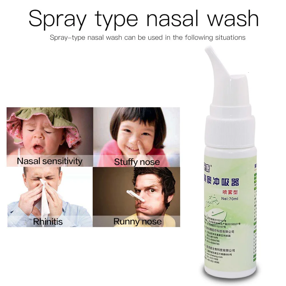 70ML Medical Nose Wash Empty Bottle Nasal Washer Brine Irrigator Cleaning Irrigation Anti Allergic Sterilization for Adult Child