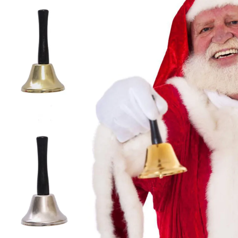 

Metal Christmas Hand Bell Toys for Children Xmas New Year Santa Claus Party Celebrate Rattle Tools Decor Montessori Music Toy