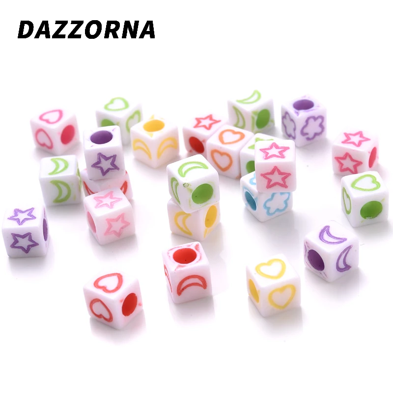 Оптовая продажа 100 шт. бусины в форме Луны сердца букв 6x6 мм кубики