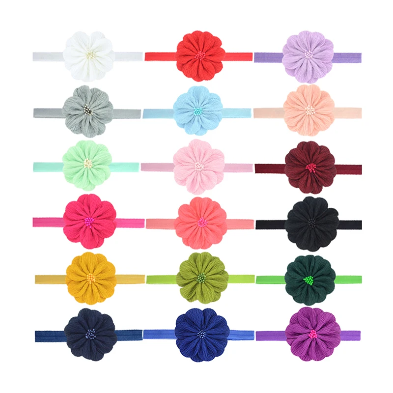 Diademas de flores para beb&eacute;s y ni&ntilde;as, bandana el&aacute;stica de nailon para reci&eacute;n nacidos, turbante, accesorios para envolver la cabeza, 1 unidad-1