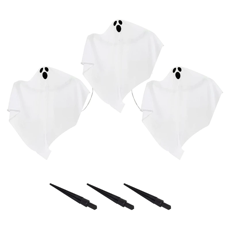 

3PCS Scary Ghost Decor Haunted House Decoration w/ Easy Fixed Framework Decorative Garden Stakes Halloween Party Props