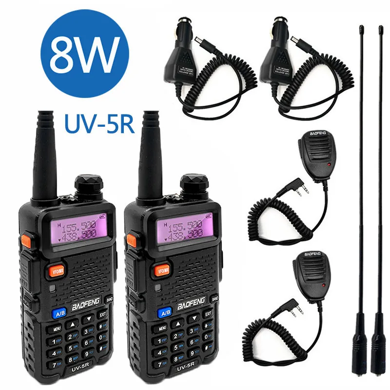 

2PCS Baofeng UV 5R 8W Ham Radio Amateur Walkie Talkie VHF UHF Transceiver Dual Band Two-way CB Radio Station Amateur Talki Walki