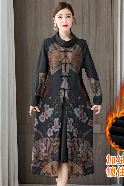 

Chikichi Thickened Evening Dresses Long Luxury 2020 New Winter Temperament Retro National Style Long Woman Dress