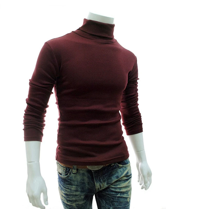 Новинка 2019 осенне зимний мужской свитер Мужская водолазка Одноцветный