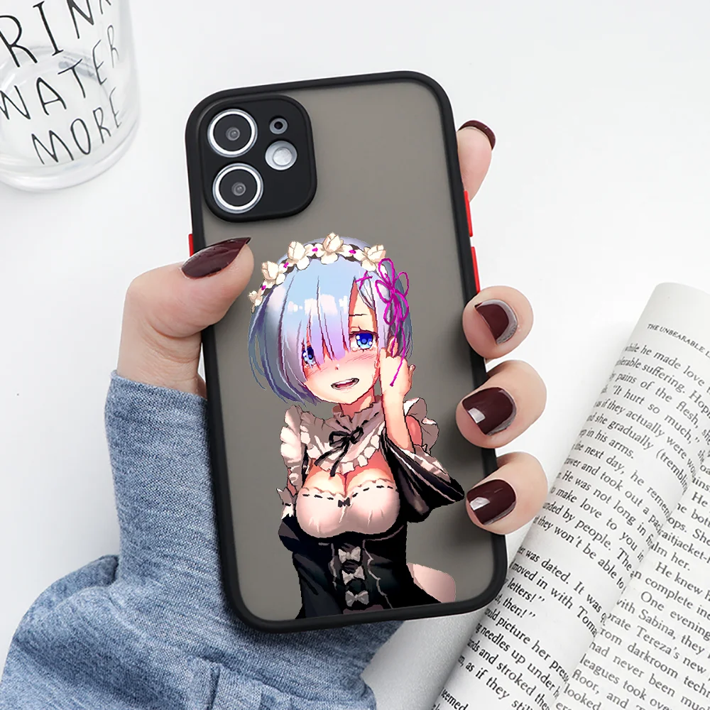 Чехол для телефона с рисунком аниме RE ZERO Ram Rem iphone SE 2020 6 6S 7 8 11 12 13 Mini Plus X XS XR Pro Max Matte