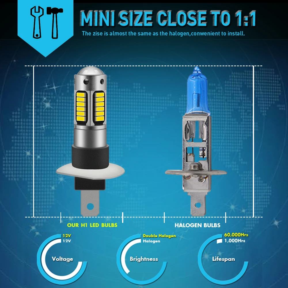 2 шт. Автомобильные противотуманные фары дневные ходовые огни DRL H1 H3 H27 880 881 лампы