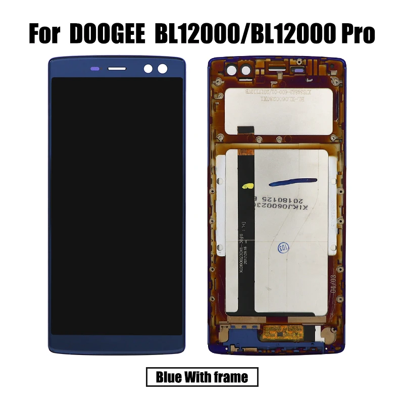 Blue With frame Для DOOGEE BL12000 Pro lcd и сенсорный экран дигитайзер с рамкой дисплей экран Модуль Ремонт Замена аксессуары - Цвет: Blue With frame