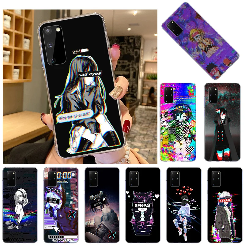 

Soft TPU Silicone Phone Case For Samsung Galaxy S21 Ultra S20 FE 5G S10 Lite S10E S8 S9 Plus S7 Anime Vaporwave Glitch Art Cover