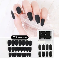 24pcs false fake nails art tips beauty manicure nails for extensionprotection nail art design with glue nail stickers