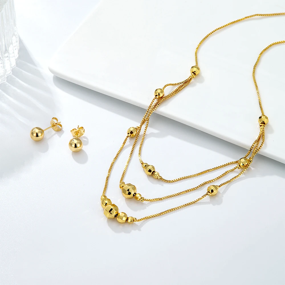 

Hawaiian Polynesian Jewelry Sets Gold Plated Beads Chains Necklace 2021 Copper Earrings Necklaces For Women Girls