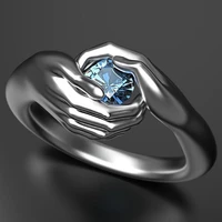 2021 fashion hands embracing sapphire ring inlaid gemstone jewelry