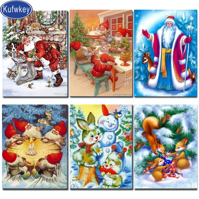 Мультяшное настенное искусство алмазная живопись Санта Клаус Мужская мозаика