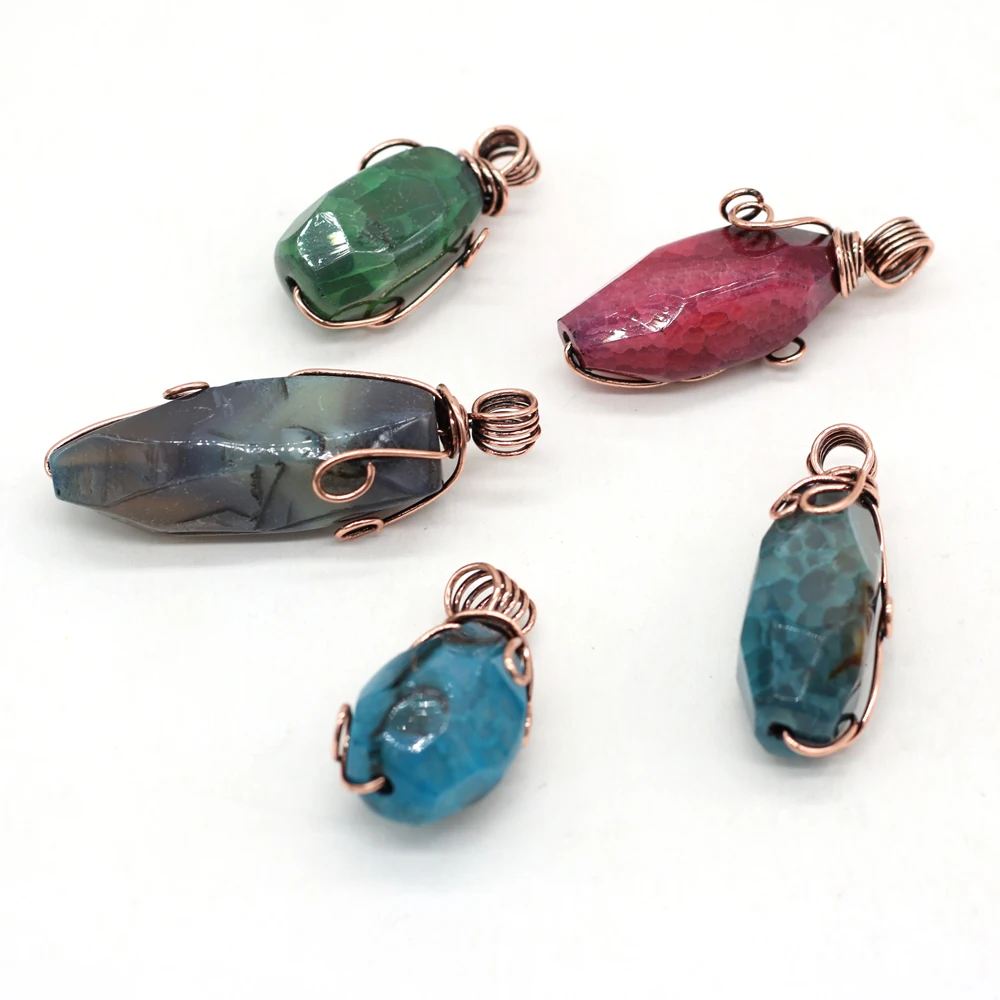 

Retro Pendant Natural Stone Irregular Dragon Bone Agate Winding Charm for Jewelry Making DIY Necklace Accessories 15x40-18x50mm